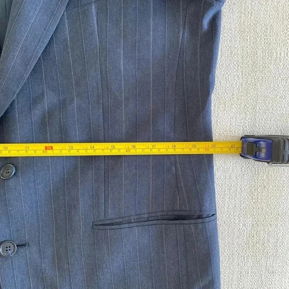 Valentino Uomo 100% Virgin Wool Preppy Pinstripe Blue Blazer Sz 39S Medium Acade - Picture 11 of 16